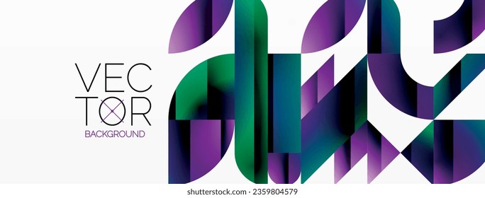 Dynamic abstract vector background. Harmonious fusion of circles, squares, and triangles. Geometric elements intertwine to create mesmerizing backdrop. Each shape contributes to kaleidoscope of forms