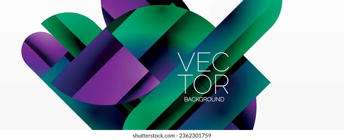 Dynamic abstract vector background. Harmonious fusion of circles, squares, and triangles. Geometric elements intertwine to create mesmerizing backdrop. Each shape contributes to kaleidoscope of forms