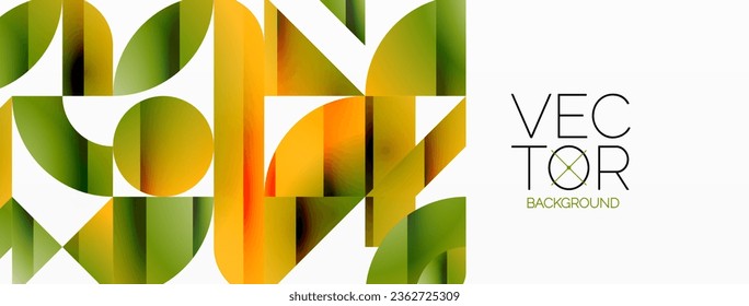 Dynamic abstract vector background. Harmonious fusion of circles, squares, and triangles. Geometric elements intertwine to create mesmerizing backdrop. Each shape contributes to kaleidoscope of forms