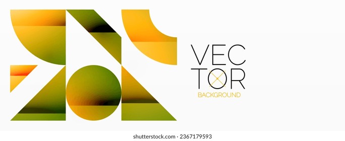 Dynamic abstract vector background. Harmonious fusion of circles, squares, and triangles. Geometric elements intertwine to create mesmerizing backdrop. Each shape contributes to kaleidoscope of forms