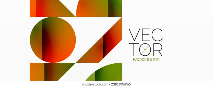 Dynamic abstract vector background. Harmonious fusion of circles, squares, and triangles. Geometric elements intertwine to create mesmerizing backdrop. Each shape contributes to kaleidoscope of forms
