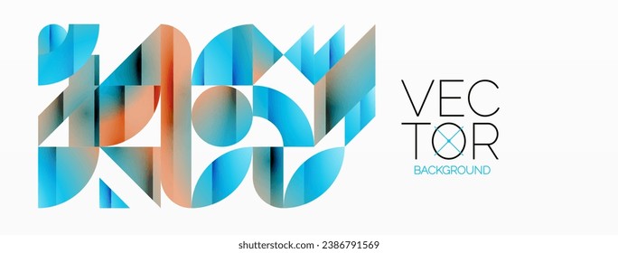 Dynamic abstract vector background. Harmonious fusion of circles, squares, and triangles. Geometric elements intertwine to create mesmerizing backdrop. Each shape contributes to kaleidoscope of forms