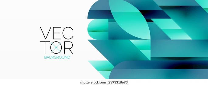 Dynamic abstract vector background. Harmonious fusion of circles, squares, and triangles. Geometric elements intertwine to create mesmerizing backdrop. Each shape contributes to kaleidoscope of forms