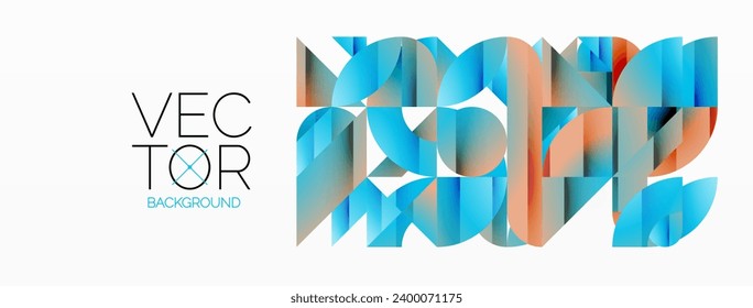 Dynamic abstract vector background. Harmonious fusion of circles, squares, and triangles. Geometric elements intertwine to create mesmerizing backdrop. Each shape contributes to kaleidoscope of forms