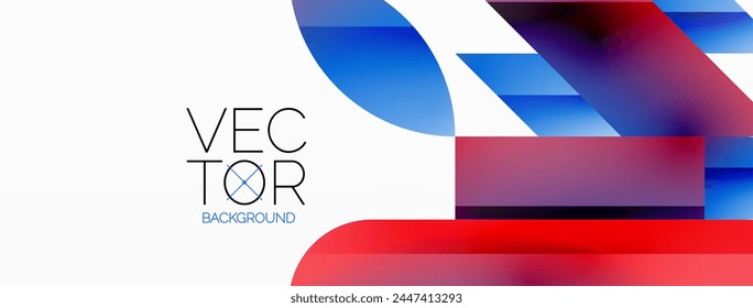 Dynamic abstract vector background. Harmonious fusion of circles, squares, and triangles. Geometric elements intertwine to create mesmerizing backdrop. Each shape contributes to kaleidoscope of forms