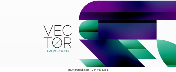 Dynamic abstract vector background. Harmonious fusion of circles, squares, and triangles. Geometric elements intertwine to create mesmerizing backdrop. Each shape contributes to kaleidoscope of forms