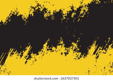 Dynamic abstract vector banner. Energetic yellow and black design featuring a central grunge element with splatter details, ideal for titles and copy space.