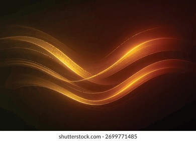 Dynamic abstract vector featuring golden light trails and minimal luxury waves in 3D gradient form.