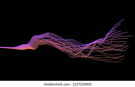 Dynamic abstract wave line flowing colorful light isolated on black background. modern background design.