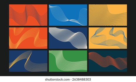 Dynamic abstract wave lines in motion on colorful backgrounds, perfect for modern and creative visuals.