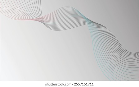 Dynamic abstract wave pattern with colorful gradient lines curving over a soft gray background, blending modern design with fluid motion for creative projects