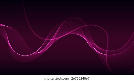 Ondas abstratas dinâmicas de partículas luminosas. Este gráfico digital futurista ilustra o fluxo de dados suave e o movimento tecnológico