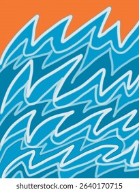 Dynamic Abstract Waves Under a Bright Orange Sky