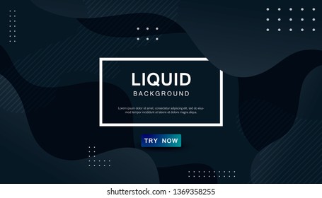 Dynamic abstract wavy background. Modern black fluid shape with geometric dots composition. Dark background vector illustration.