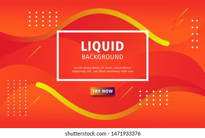 Dynamic abstract wavy background. Modern orange gradient fluid shape with geometric dots composition.