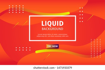 Dynamic abstract wavy background. Modern orange gradient fluid shape with geometric dots composition.