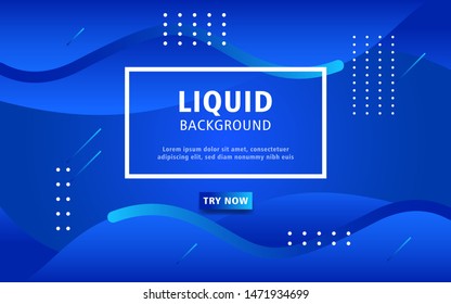 Dynamic abstract wavy background. Modern blue gradient fluid shape with geometric dots composition.