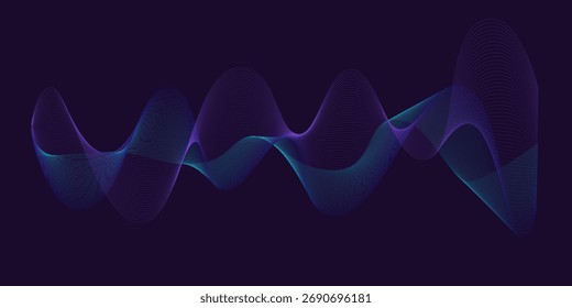 Dynamic abstract wavy line with glowing blue and purple gradient colors, creating a modern and ethereal visual effect.