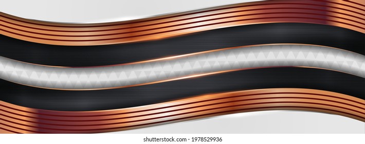 Dynamic Abstract White Background Combined with Golden and Black Element. Graphic Design Element.