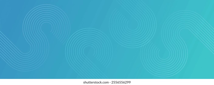 Dynamic Abstract white glowing geometric circle on blue light overlay background with line