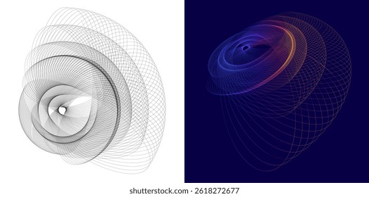 Dynamic Abstract Wireframe Shapes — Futuristic Data Flow and Scientific Visualization Backgrounds for Technology, Business, and Digital Innovation Projects