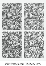 Dynamic Abstract Zebra Lines Black and White Pattern Set