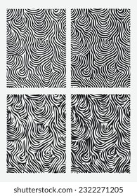 Dynamic Abstract Zebra Lines Black and White Pattern Set