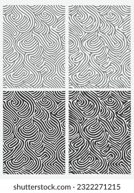 Dynamic Abstract Zebra Lines Black and White Pattern Set