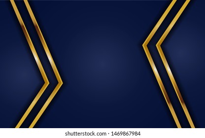dynamic abtract dark blue background with gold line. background abstract modern design.