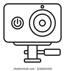 Dynamic action camera icon. Outline dynamic action camera vector icon for web design isolated on white background