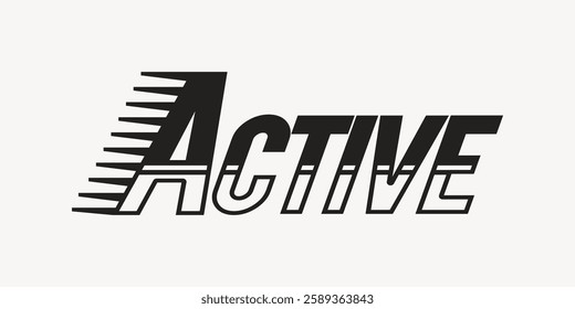 Dynamic 'Active' logo with bold, italicized text. The word 'Active' conveys movement and energy. 'Active' design emphasizes speed and action. Creative typography design vector.