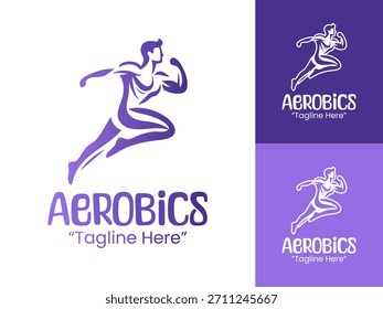 Un logotipo dinámico de aeróbicos con Elementos de movimiento enérgicos adecuados para estudios de fitness, programas de estilo de vida activo y comunidades de ejercicio.