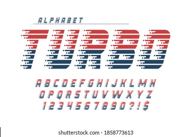 Diseño alfabético dinámico, letras y números. Caracteres vectores. Ropa de 15 grados