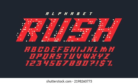 Dynamic alphabet design, speed moving, original characters set. Swatch color control. 
