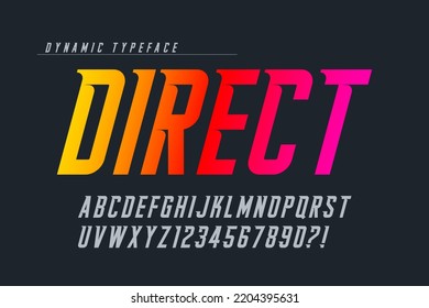 Dynamic alphabet design, speed moving, original characters set. Swatch color control. 15 degree skew