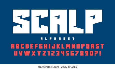 Dynamic alphabet design, typeface, letters and numbers. Vector characters.