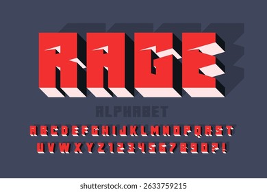 Dynamic alphabet design, typeface, letters and numbers. Vector characters.