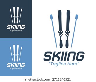 A dynamic alpine-focused skiing logo ideal for winter activity branding, sport teams, and adventure gear companies.