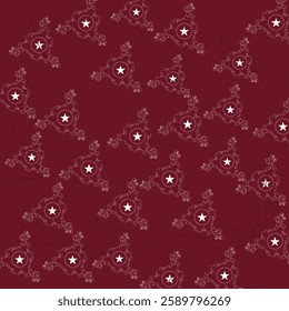 Dynamic American Football Seamless Pattern with Star Motif on Red Background for Sports Design