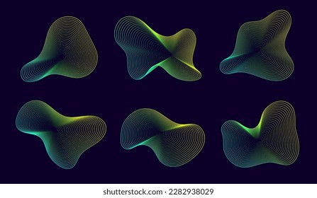 Dynamic amorphous shapes, abstract fluid forms with gradient, liquid shape made of lines with blend effect. Vector modern design elements.