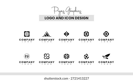 Ícones dinâmicos de logotipo angular para identidade de empresa