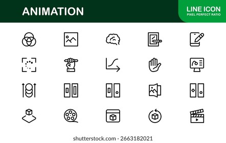 Dynamic Animation Line Icon Collection: Professional Vector Set for Creative Motion Design 
