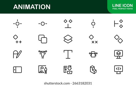 Dynamic Animation Line Icon Collection: Professional Vector Set for Creative Motion Design 