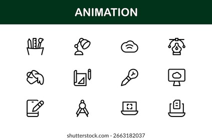 Dynamic Animation Line Icon Collection: Professional Vector Set for Creative Motion Design 