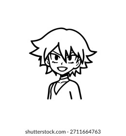 Dynamic Anime Character in Action Illustration in Black on White for Manga, Art, and Graphic Design Styles
