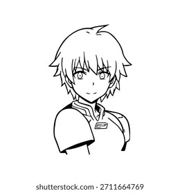 Dynamic Anime Character in Action Illustration in Black on White for Manga, Art, and Graphic Design Styles
