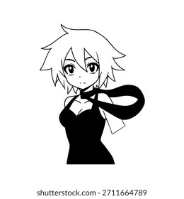 Personagem de Anime Dinâmico na Ilustração de Ação em Preto sobre Branco para Mangá, Arte e Estilos de Design Gráfico