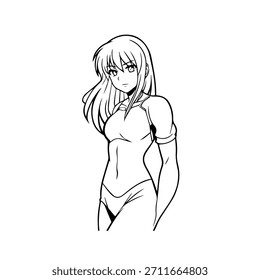 Personagem de Anime Dinâmico na Ilustração de Ação em Preto sobre Branco para Mangá, Arte e Estilos de Design Gráfico