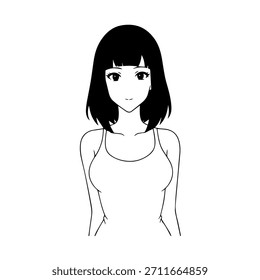 Dynamic Anime Character in Action Illustration in Black on White for Manga, Art, and Graphic Design Styles