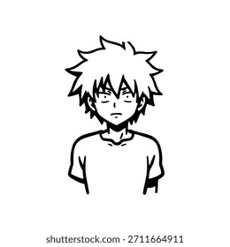 Personagem de Anime Dinâmico na Ilustração de Ação em Preto sobre Branco para Mangá, Arte e Estilos de Design Gráfico